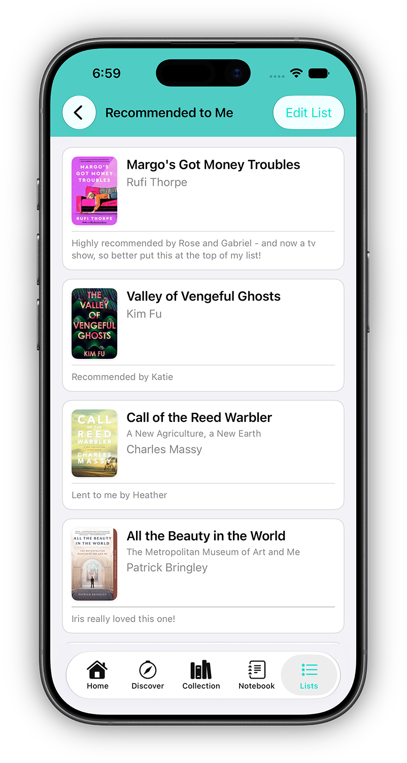 Addabook iPhone app list detail page